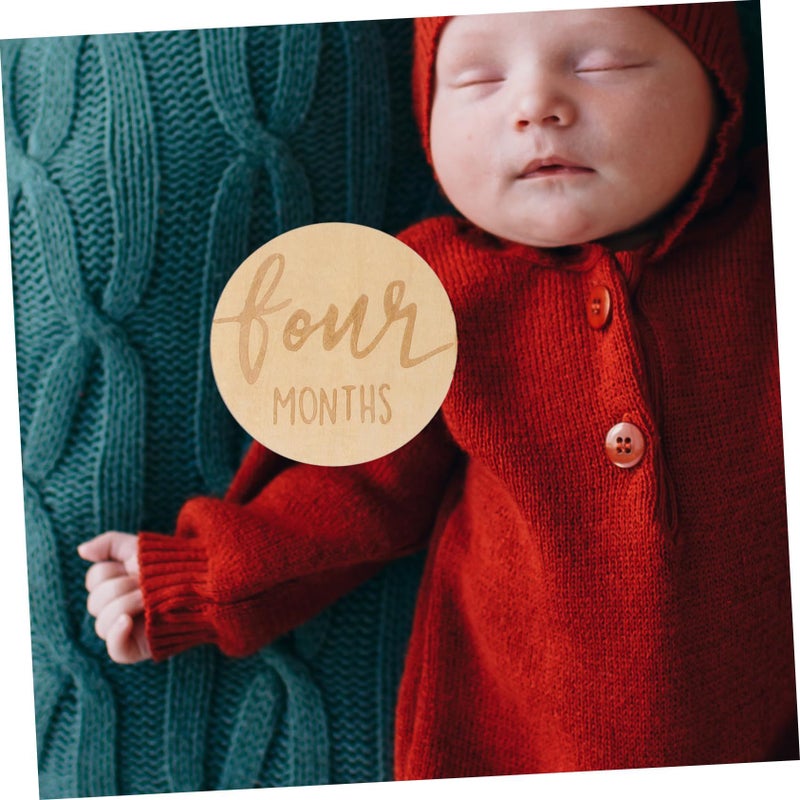 6Pcs Double Sided Wooden Growth Milestone Discs For Newborn Photography And Baby Showers - Image 5