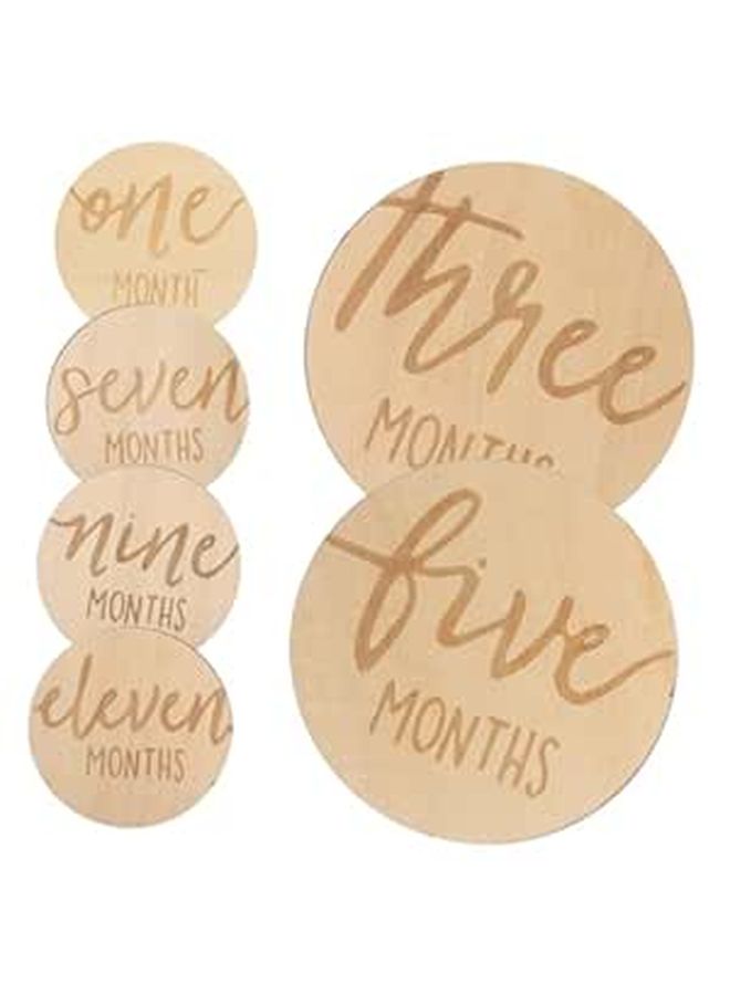 6Pcs Double Sided Wooden Growth Milestone Discs For Newborn Photography And Baby Showers - Image 1