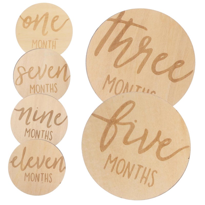 6Pcs Double Sided Wooden Growth Milestone Discs For Newborn Photography And Baby Showers - Image 2