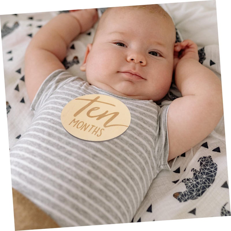 6Pcs Double Sided Wooden Growth Milestone Discs For Newborn Photography And Baby Showers - Image 4