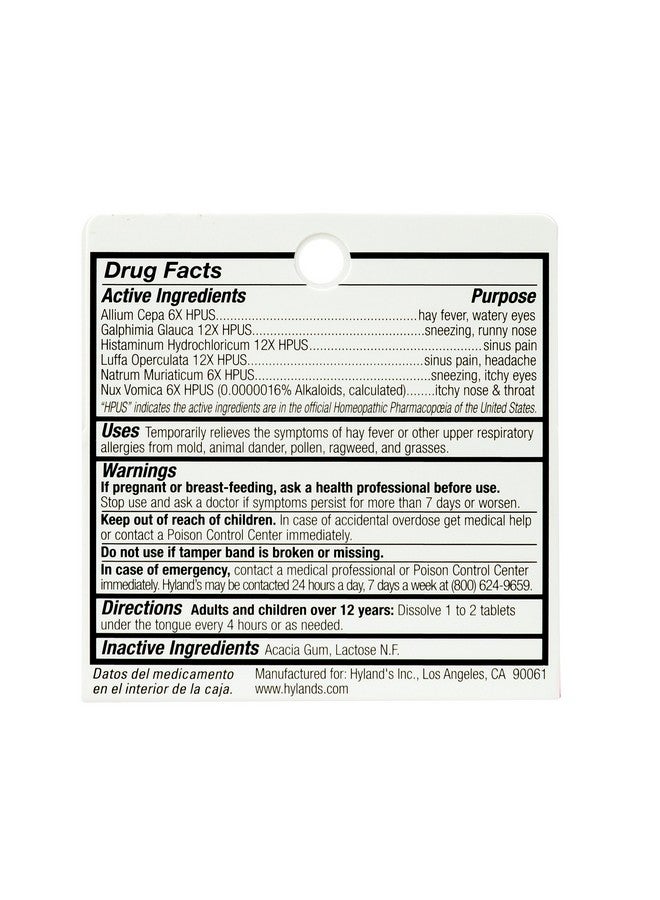 Hyland's Allergy Pills by Hyland's, Non Drowsy Seasonal Allergy Relief, Safe and Natural for Indoor & Outdoor Allergies, 60 Quick Dissolving Tablets - Image 2