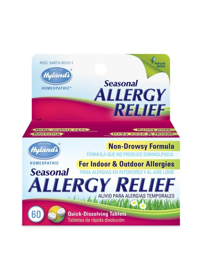 Hyland's Allergy Pills by Hyland's, Non Drowsy Seasonal Allergy Relief, Safe and Natural for Indoor & Outdoor Allergies, 60 Quick Dissolving Tablets - Image 1