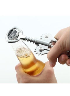 Generic Corkscrew Wine Opener, Stainless Steel Wine Corkscrew and Bottle Opener, Manual Multifunctional Zinc Alloy Wine Bottle Opener (Silver+Red)  - Image 3