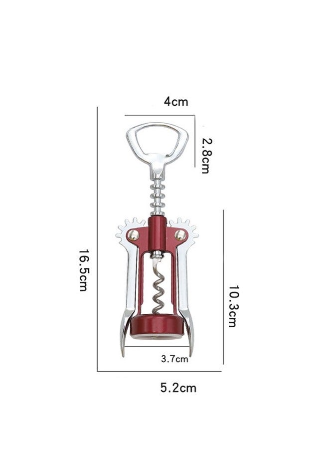 Generic Corkscrew Wine Opener, Stainless Steel Wine Corkscrew and Bottle Opener, Manual Multifunctional Zinc Alloy Wine Bottle Opener (Silver+Red)  - Image 2
