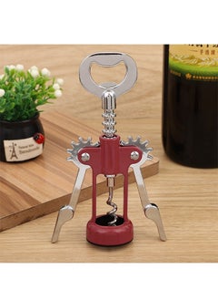 Generic Corkscrew Wine Opener, Stainless Steel Wine Corkscrew and Bottle Opener, Manual Multifunctional Zinc Alloy Wine Bottle Opener (Silver+Red)  - Image 5