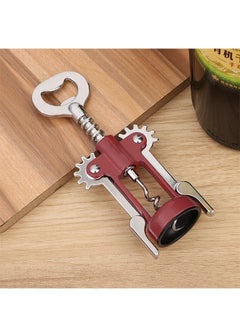 Generic Corkscrew Wine Opener, Stainless Steel Wine Corkscrew and Bottle Opener, Manual Multifunctional Zinc Alloy Wine Bottle Opener (Silver+Red)  - Image 4