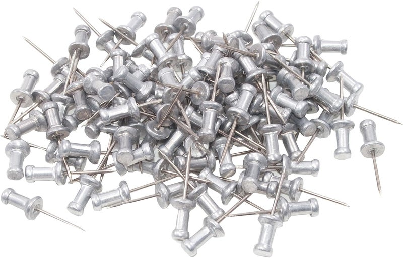 Advantus Aluminum Head Push Pins, Steel 5/8-Inch Point, Silver, 100 per Box (CPAL5) (Pack of 2) - Image 2