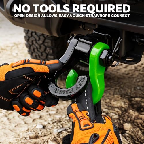 AUTOBOTS Tigertooth D Ring Shackles 45,000lb Break Strength, 3/4”Shackle D Rings Heavy Duty with 7/8 Pin for Tow Strap Winch Offroad Vehicle Recovery Accessories Green - Image 2