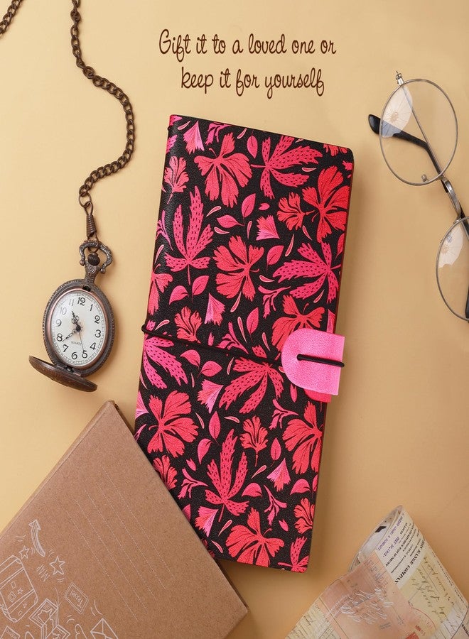 DOODLE Travel Diary Journal with PU Leather Cover | Travel Book for Memories | Includes Zipper Pouch, Card Holder, 2 Ruled & 1 Blank Notebook | Perfect Travel Gifts | A5, 192 Pages - Blush Forest - Image 4