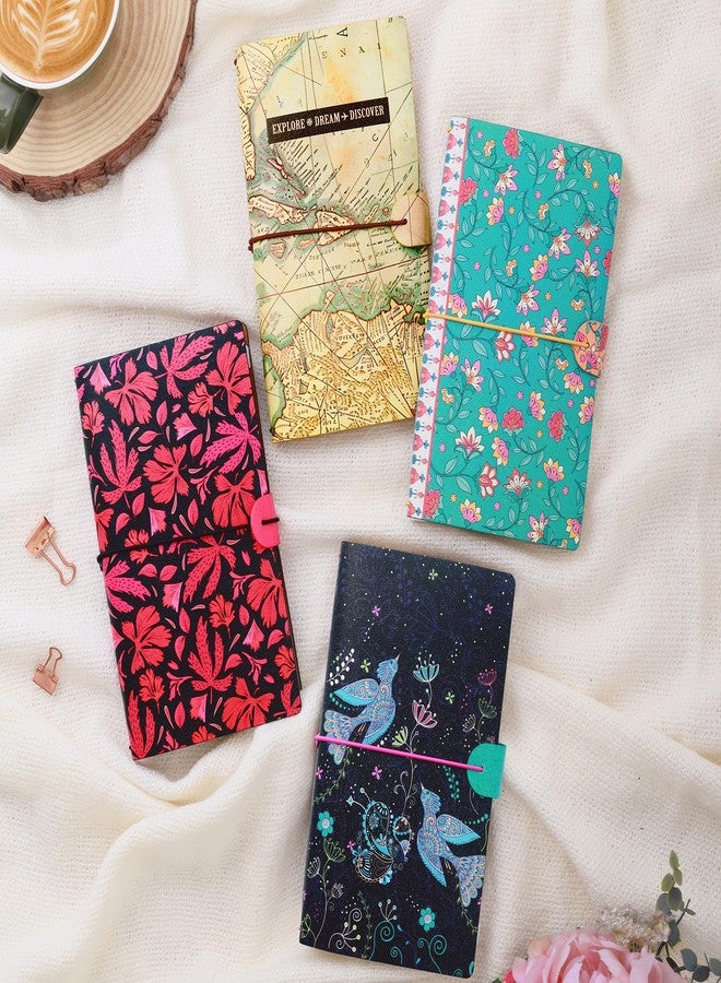 DOODLE Travel Diary Journal with PU Leather Cover | Travel Book for Memories | Includes Zipper Pouch, Card Holder, 2 Ruled & 1 Blank Notebook | Perfect Travel Gifts | A5, 192 Pages - Blush Forest - Image 5