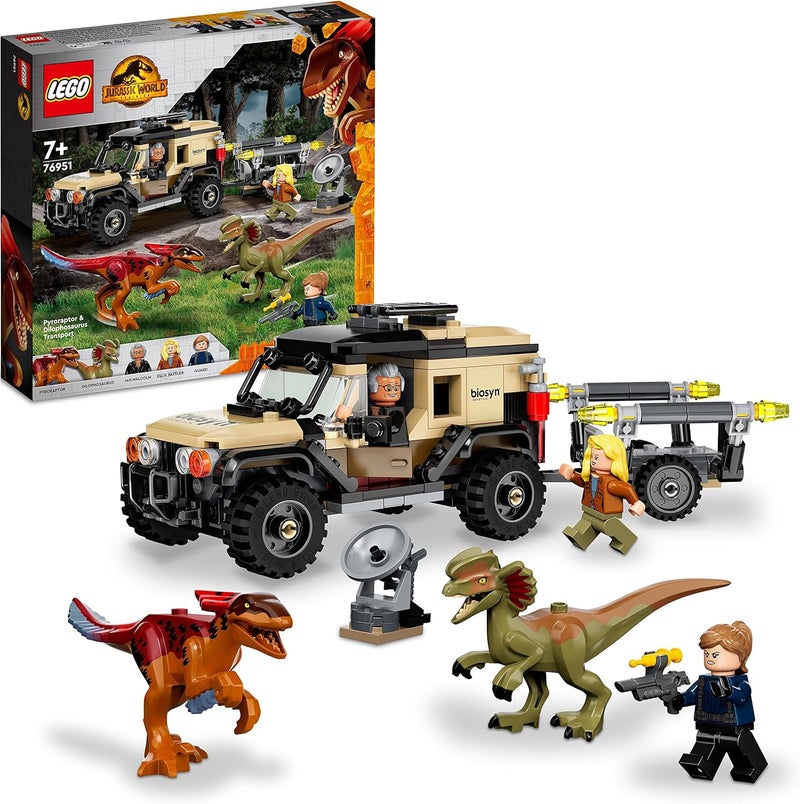 LEGO Jurassic World Pyroraptor & Dilophosaurus Transport 76951 Building Kit; Fun Toy for Creative Kids Aged 7 and Up, Ramadan Gift Idea for Boys and Girls (254 Pieces) - Image 1