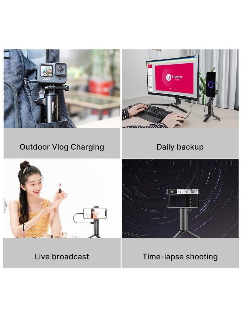 Ulanzi - BG-4 Mini Tripod with 5000mAh Power Bank Hand Grip Portable Monopod 1/4 Screw for GoPro Camera Phone Holder - Image 1