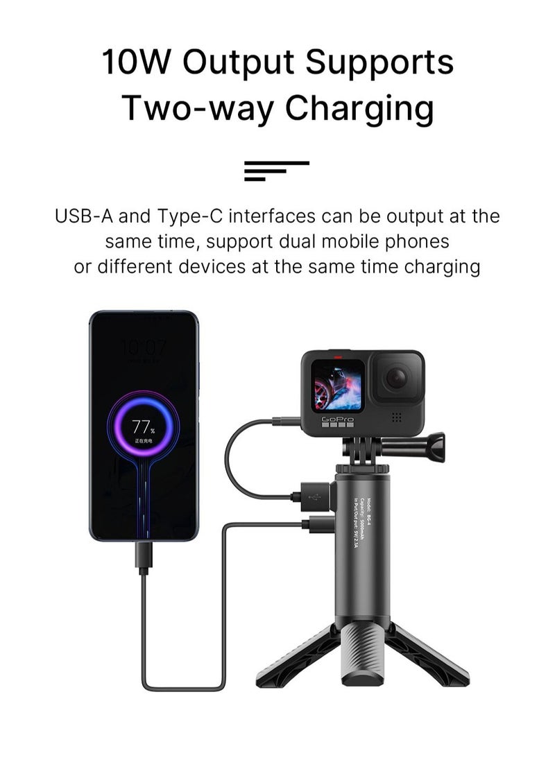 Ulanzi - BG-4 Mini Tripod with 5000mAh Power Bank Hand Grip Portable Monopod 1/4 Screw for GoPro Camera Phone Holder - Image 1