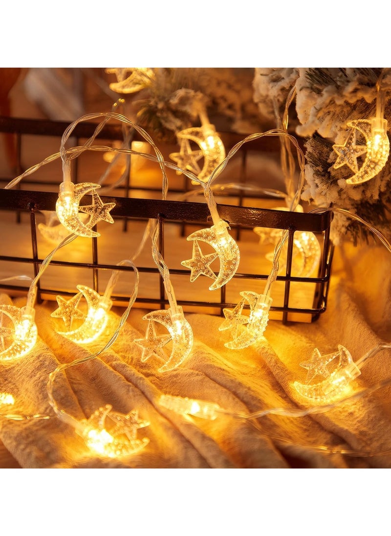 جورونب رمضان خيط 20 مصباح LED يعمل بالبطارية، 9.8 قدم، 20 مصباح LED، للاستخدام الداخلي والحديقة المنزلية والحفلات والفناء  - Image 3