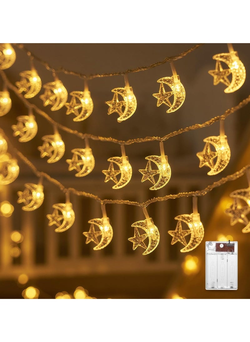 جورونب رمضان خيط 20 مصباح LED يعمل بالبطارية، 9.8 قدم، 20 مصباح LED، للاستخدام الداخلي والحديقة المنزلية والحفلات والفناء  - Image 1
