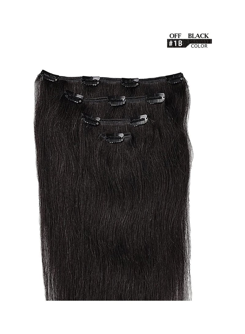 Estelle Clip in Hair Extensions Remy Human Hair for Women Silky Straight Long Human Hair Clip on Extensions 100 grams 4pieces 1B Natural Black - Image 2