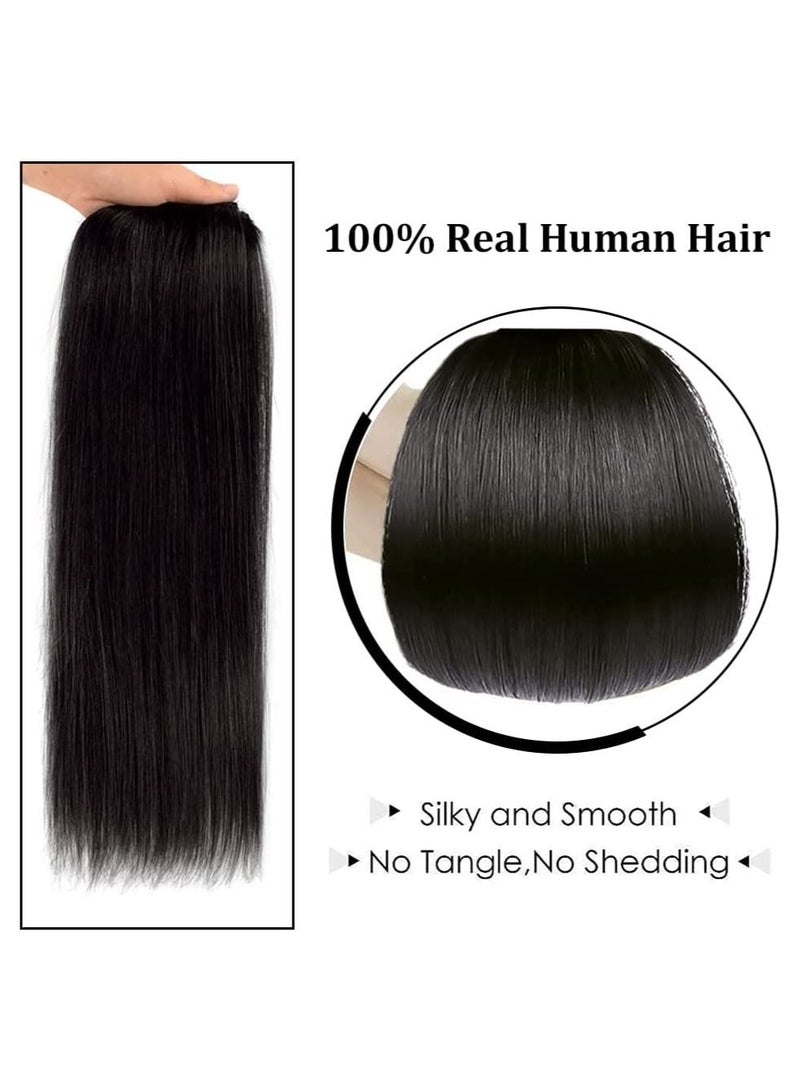 Estelle Clip in Hair Extensions Remy Human Hair for Women Silky Straight Long Human Hair Clip on Extensions 100 grams 4pieces 1B Natural Black - Image 5