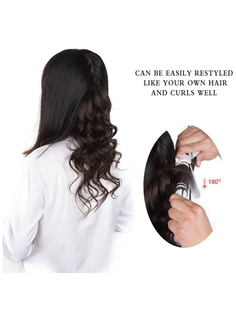 Estelle Clip in Hair Extensions Remy Human Hair for Women Silky Straight Long Human Hair Clip on Extensions 100 grams 4pieces 1B Natural Black - Image 3