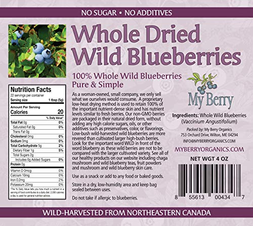 MY BERRY Whole Dried Wild Blueberries | No Added Sugar, Oils, Or Preservatives | Canadian Grown | 4oz - Image 2