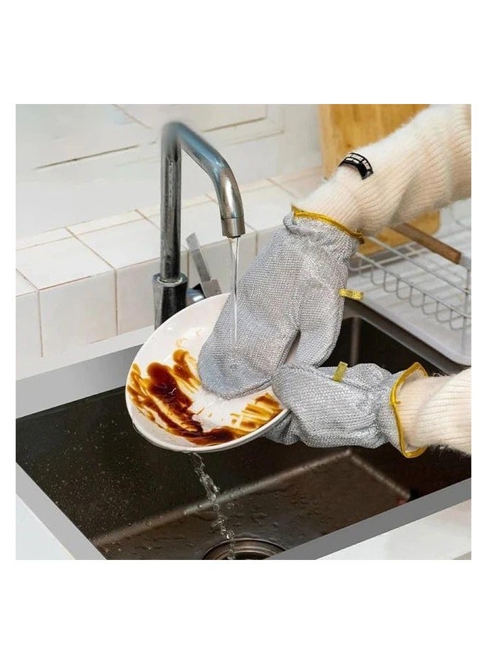 Gloves for cleaning metal surfaces, cleaning wires and washing dishes, metal cleaning supplies [2 pcs] - Image 2