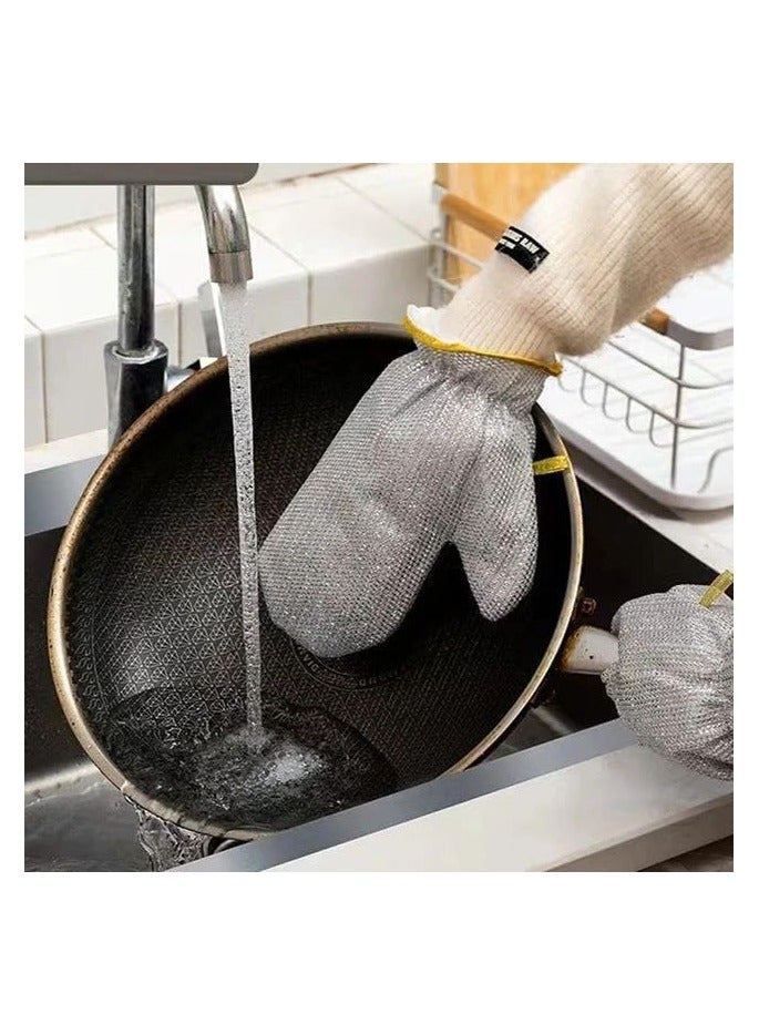 Gloves for cleaning metal surfaces, cleaning wires and washing dishes, metal cleaning supplies [2 pcs] - Image 3