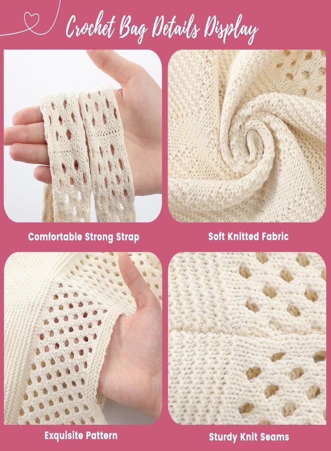 Pleneal Crochet Tote Bag, Mesh Beach Bag, Knitted Shoulder Beach Bags for Women Vacation Aesthetic Hobo Tote Bags - Image 4