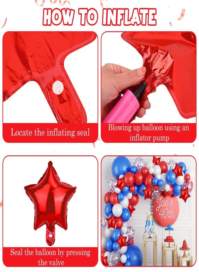 Moukiween Red Star Balloons, 50 Pieces 10 Inch Reds Pentagram Foil Balloons for Wedding Anniversary Backdrop Birthday Party Decorations Christmas Wedding Decoration (Red) - Image 3