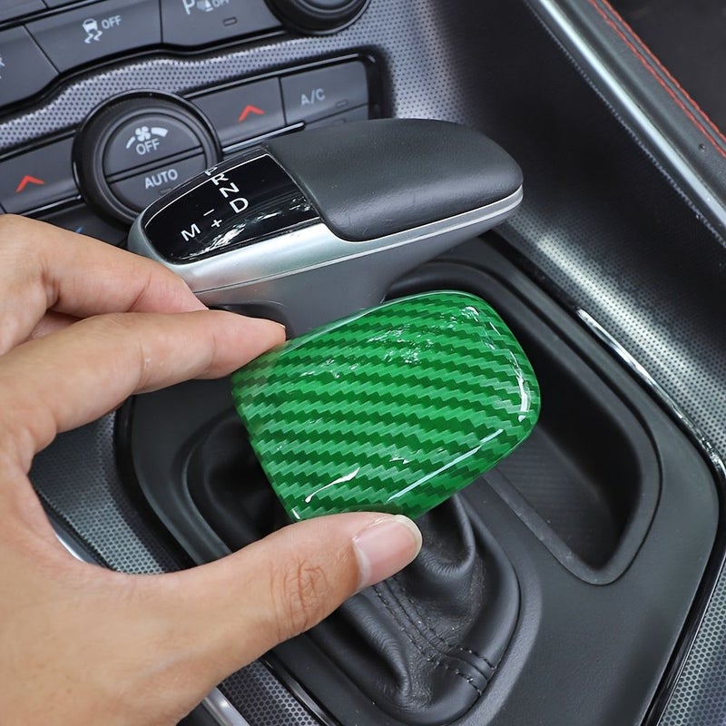 Yellow Carbon Fiber Gear Shift Knob Cover Compatible With Dodge Challenger 2015 2016 2017 2018 2019 2020 Dodge Charger 2015 2016 2017 2018 2019 2020 Dodge Durango 2018 2019 2020 - Image 4