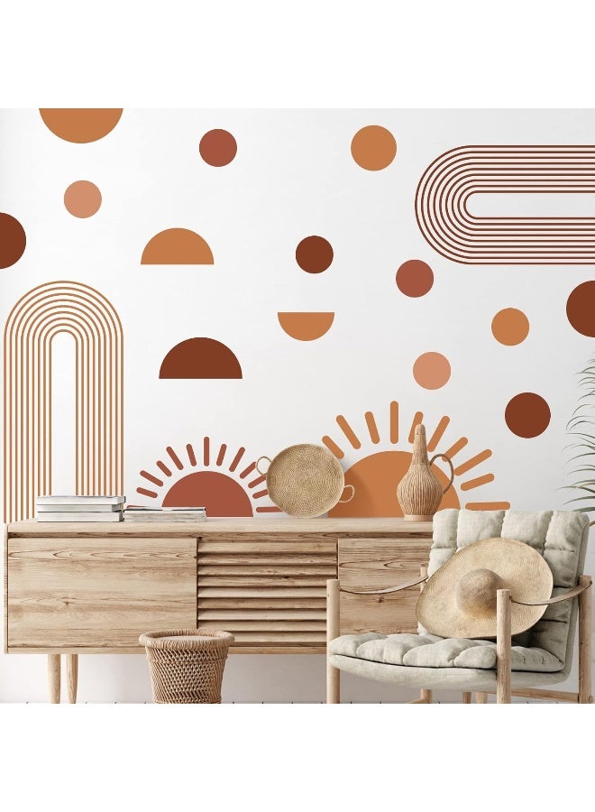 Glenmal 20 Pcs Half Sun Wall Decal Large Boho Wall Decals Sunshine Wall Stickers Vinyl Nursery Removable Peel and Stick Wall Decals for Nursery Kids Room Playroom Decor (Bohemian Style) - Image 3