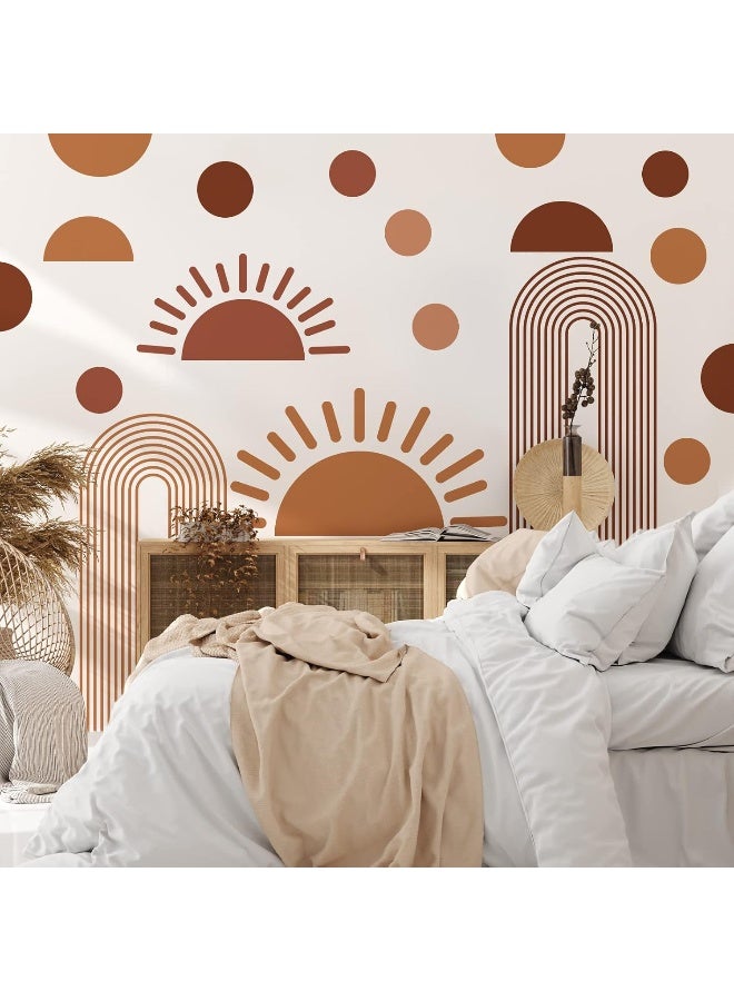 Glenmal 20 Pcs Half Sun Wall Decal Large Boho Wall Decals Sunshine Wall Stickers Vinyl Nursery Removable Peel and Stick Wall Decals for Nursery Kids Room Playroom Decor (Bohemian Style) - Image 4