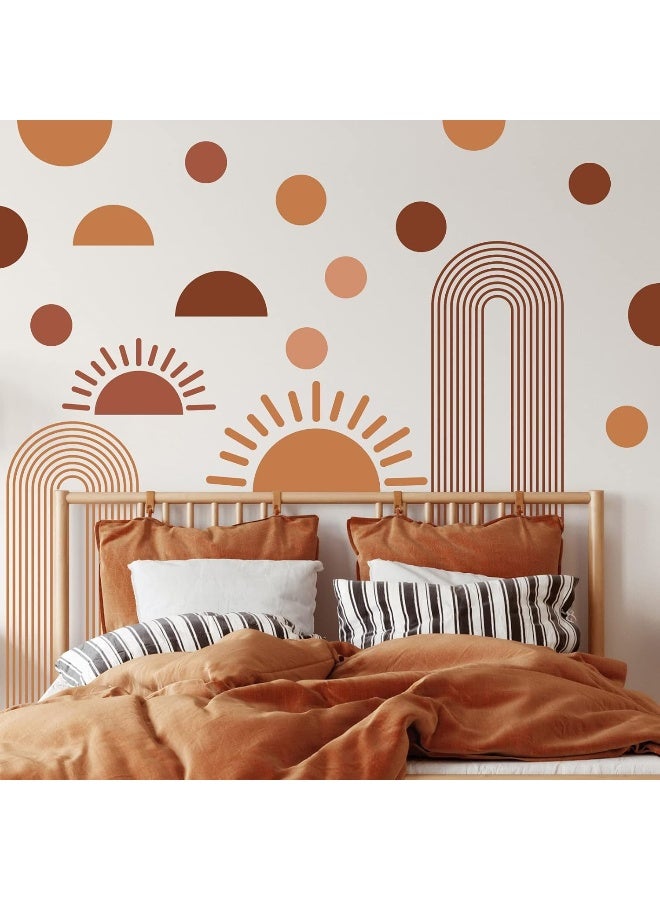 Glenmal 20 Pcs Half Sun Wall Decal Large Boho Wall Decals Sunshine Wall Stickers Vinyl Nursery Removable Peel and Stick Wall Decals for Nursery Kids Room Playroom Decor (Bohemian Style) - Image 5