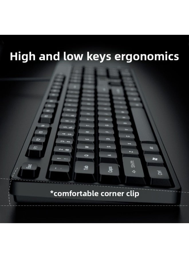 Generic - Keyboard Mouse Suit Wired Computer Notebook Desktop General Office Special Keyboard Mouse Typing Mute Three-Piece Set-Color:Upgraded Model: [white - Suspended Glare] + Mouse + Free Mouse Pad, Official Standard + Lifetime Warranty - Image 1