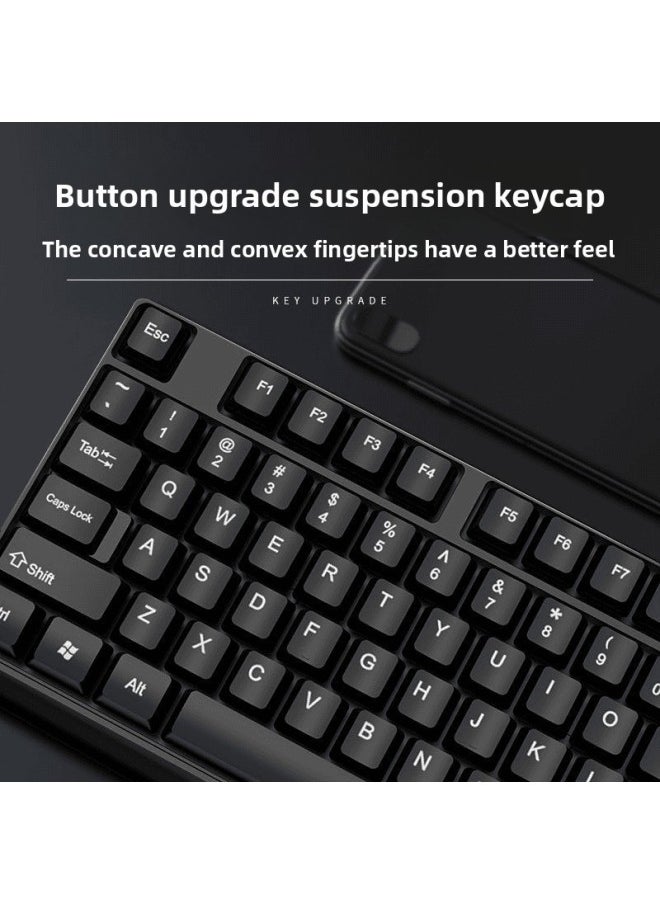 Generic - Keyboard Mouse Suit Wired Computer Notebook Desktop General Office Special Keyboard Mouse Typing Mute Three-Piece Set-Color:Upgraded Model: [white - Suspended Glare] + Mouse + Free Mouse Pad, Official Standard + Lifetime Warranty - Image 1