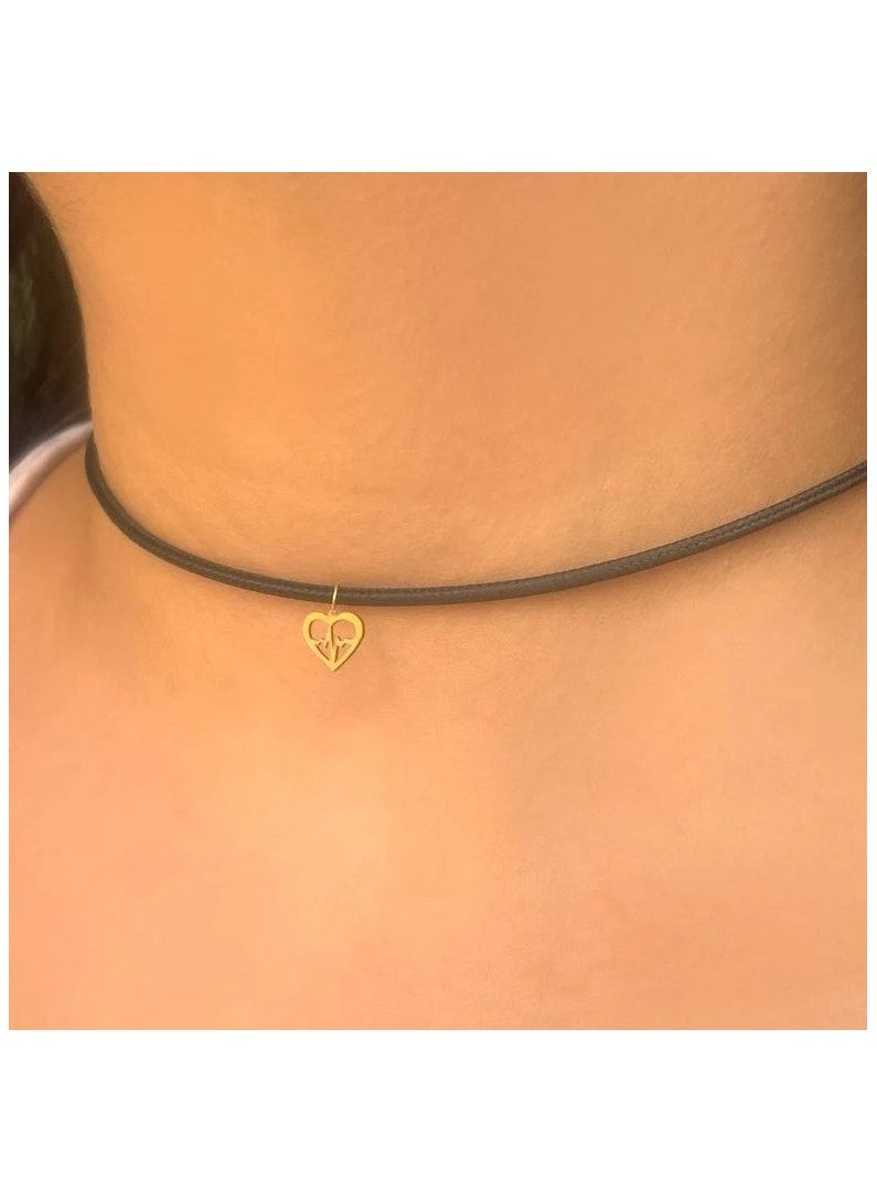 JEWELIVERY - JEWELIVERY Elegant 18KT Gold Choker Necklace, Heart Design with Shiny Gold Pendant, Perfect for Casual and Formal Occasions, Stylish Jewelry for Women - Image 1