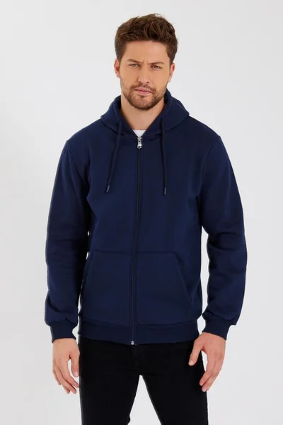 mmetalic Metalic Claret Red Kangaroo Pocket Hooded Zippered Cotton Inside Men's Sweatshirt