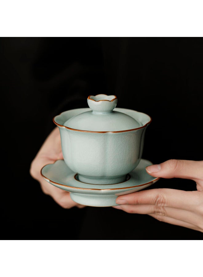Tangfeng Li Guilian Ru Kiln Tea Set High-end Gift Tea Set Full Set Song Yun Mo Shang Huakai 10-head Gift Box - Image 3