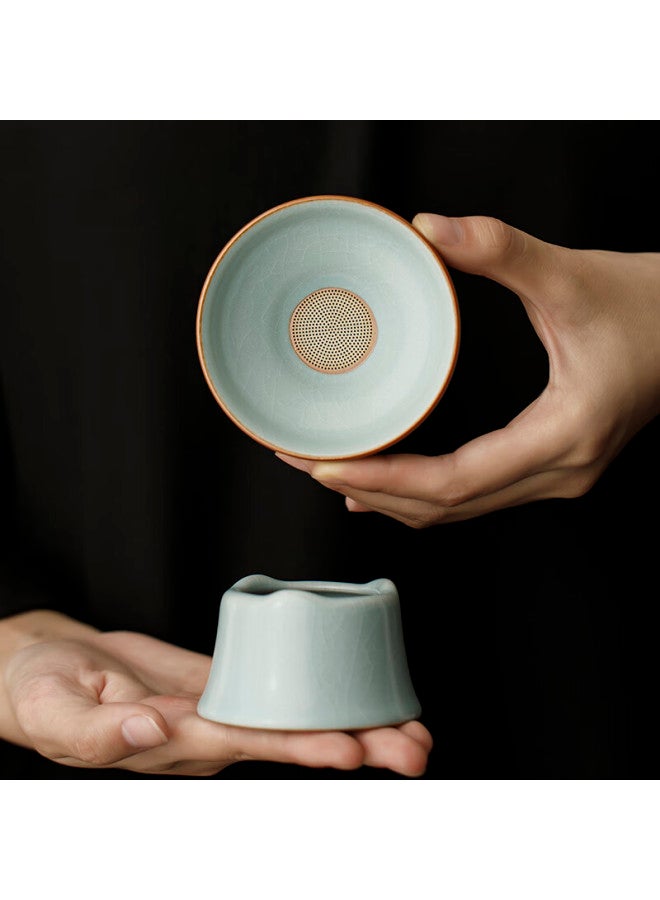 Tangfeng Li Guilian Ru Kiln Tea Set High-end Gift Tea Set Full Set Song Yun Mo Shang Huakai 10-head Gift Box - Image 5