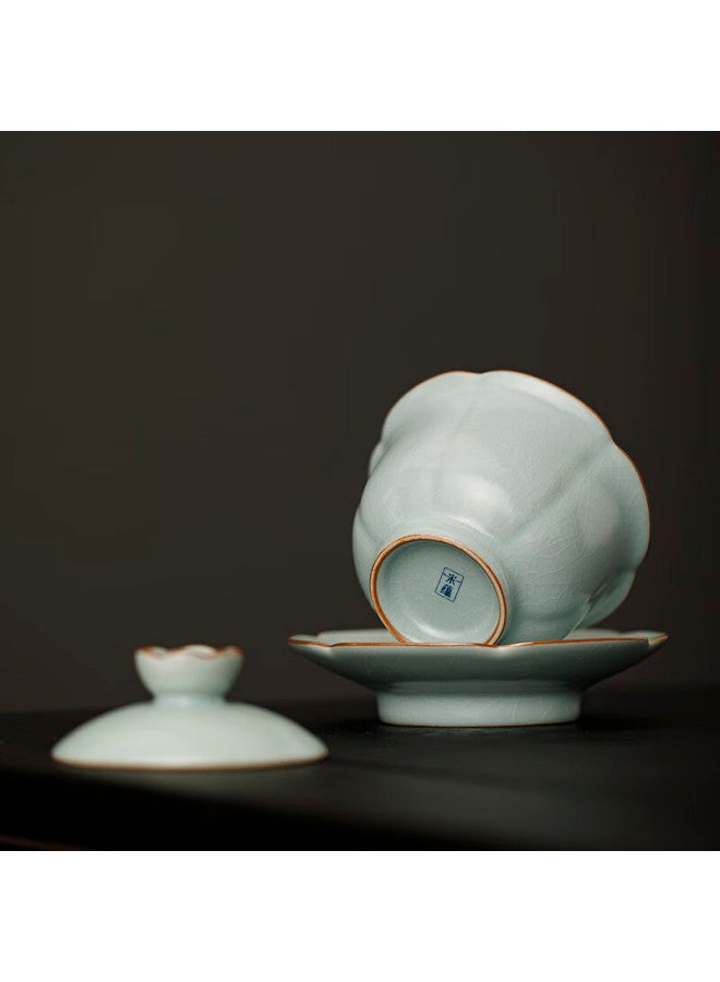 Tangfeng Li Guilian Ru Kiln Tea Set High-end Gift Tea Set Full Set Song Yun Mo Shang Huakai 10-head Gift Box - Image 4