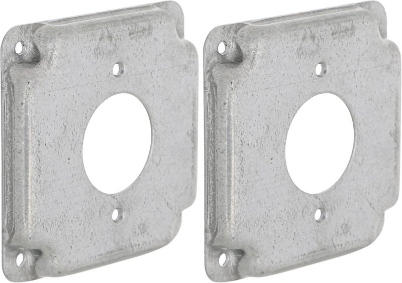 RACO Hubbell- 812C 20A Receptacle 1.594-Inch Diameter 4-Inch Square Exposed Work Cover (Pack of 2) - Image 1