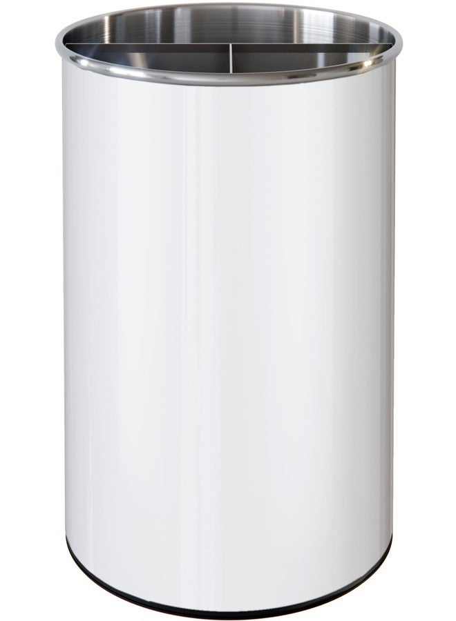 Cooler Kitchen Rotating Extra Large Stainless Steel Utensil Holder Caddy with Sturdy No-Tip Weighted Base, Removable Divider, and Gripped Insert Bottom - Dishwasher Safe Metal Cooking Utensil Holder (White) - Image 1