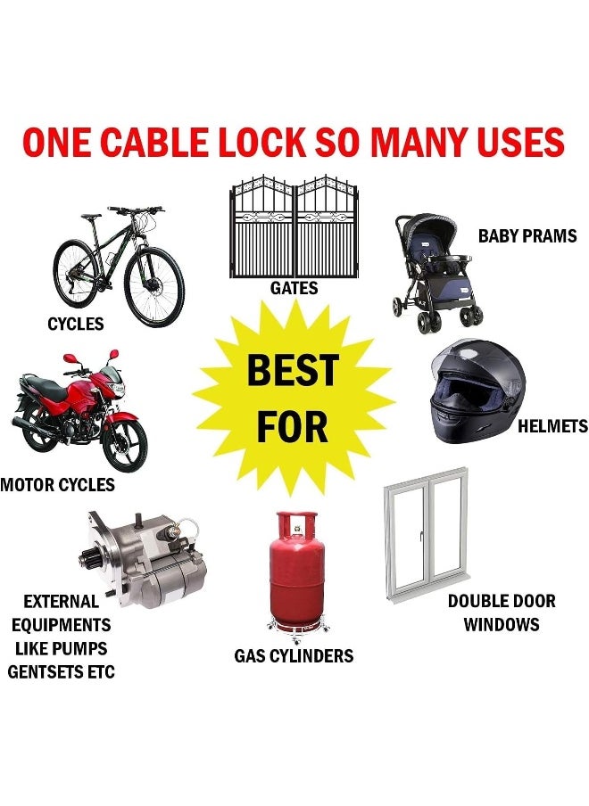 Biella Anti-Theft Bike Bicycle Lock Cable Coil For Castle Motorcycle Cycle Mtb Bike Security Lock With 2 Keys  - Image 4