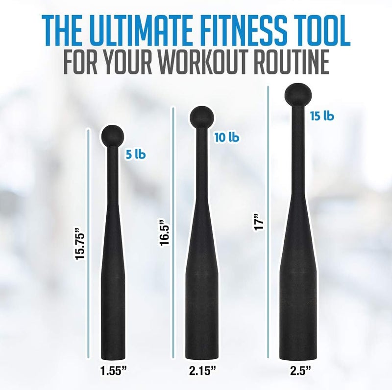 Logest Steel Mace Exercise Club - Heavy Duty Steel Indian Clubs Perfect for Strength Training and Rehabilitation Improves Grip and Full Body Workouts Available in 5 10 15 20 25 30 Pounds - Image 2