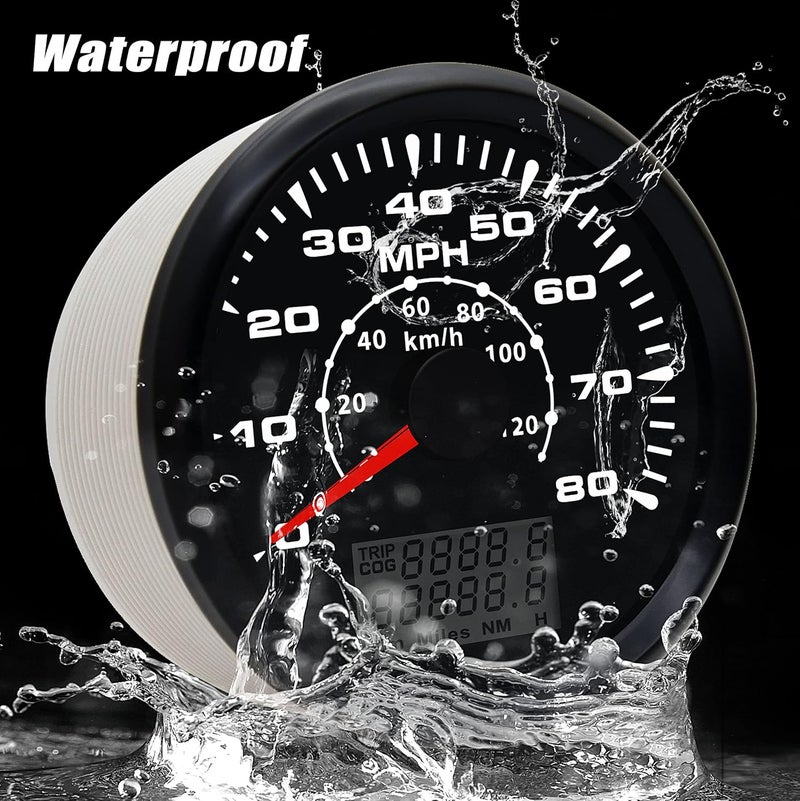 Geloo 85MM GPS Speedometer Gauge Boat MPH Speedometer Waterproof 0-80MPH 0-120KM/H Marine Speedometer Odometer LCD Indicators with 7 Backlight fit Car Truck Motorcycle Speedometer GPS Gauge Auto 9-32V - Image 2