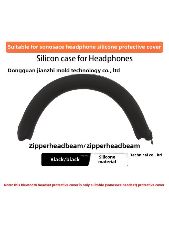 Loquat Suitable For Sonos Ace Headset Protective Cover Silicon Soft Rubber Head Beam Ear Cap Shell Cover Ear Cap Cover-Color:Black Zipper Headband Cover-Model:Sonos Ace Head-mounted - Image 1
