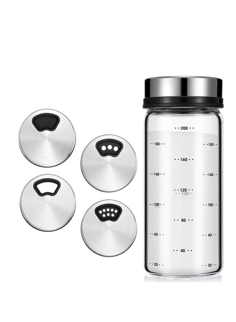 CMGTYYD Salt Pepper Shakers, Moisture Resistant Glass Seasoning Bottles with Adjustable Pour Holes, Spice Jars Container for Kitchen Home Restaurant BBQ Camping Farmhouse Kitchen Accessories - 7oz - Image 1