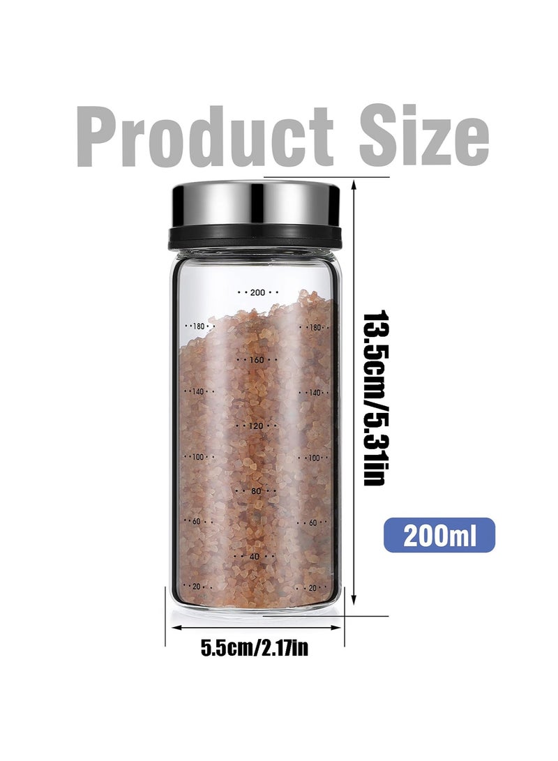 CMGTYYD Salt Pepper Shakers, Moisture Resistant Glass Seasoning Bottles with Adjustable Pour Holes, Spice Jars Container for Kitchen Home Restaurant BBQ Camping Farmhouse Kitchen Accessories - 7oz - Image 2