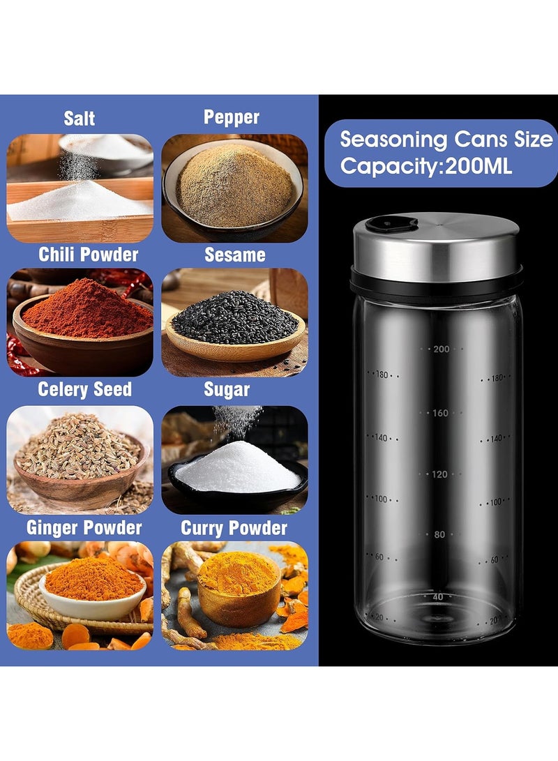 CMGTYYD Salt Pepper Shakers, Moisture Resistant Glass Seasoning Bottles with Adjustable Pour Holes, Spice Jars Container for Kitchen Home Restaurant BBQ Camping Farmhouse Kitchen Accessories - 7oz - Image 4