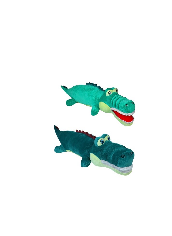 Realistic soft plush toy stuffed crocodile with a zipper to open and close its mouth, size 80 cm