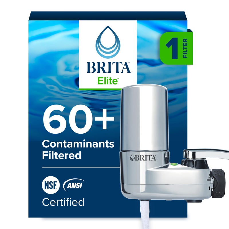Brita Faucet Mount Water Filter System, Chrome, No-Wait Filtration, Easy Install, Multi-Use Tap Water Filter for Kitchens, Bathrooms & Small Spaces - Image 1