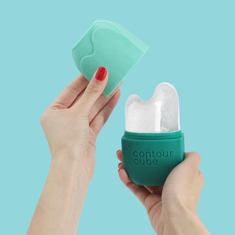 Contour Cube Contour Gua Cube Gua Sha Face Massage Tool Ice Roller for Sculpting DePuffing Lymphatic Drainage Face Ice Roller Massager Compact Skin Care Tools for Daily Skincare Travel Jade - Image 2